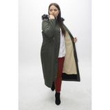 Kmk Kadın Taba Su Geçirmez Uzun Kaban - 48 - Haki