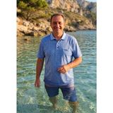 KMK Kombin Baba Klasik Kesim Cepli Büyük Beden Polo Yaka Rahat Kesim Düğmeli Erkek Tişört - Buz Mavi - 4XL
