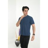 KMK Kombin Erkek Baba Yakalı Cepli Düz Model Mavi Tişört T-Shirt L Beden