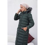 KMK Kombin Kadın Uzun Dolgulu Siyah Şişme Mont - 3M9-Haki - 50