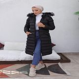 Kmkkombin Bayan Uzun Spor Şişme Mont - 42 - Siyah