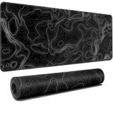 KMLVILE Topografik Siyah Oyun Mouse Pad Masa Matı, Ofis Masası Pedi, XXL Masa için Büyük Mouse Pad 89,9 x 39,9 cm Dikişli Kenarlı Fare Altlığı Kaymaz Kauçuk Taban, Su Geçirmez Bilgisayar Klavye Pedi