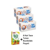 KMS HOME Balküpü Elite Sargılı Küp Şeker 750 gr x 3 Adet + 6 Kat taze tutan Buzdolabı poşeti
