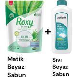 Kms Home Roxy Matik Doğal Beyaz Sabun Aloe Vera Toz 800 gr + Actisoft Beyaz Sıvı Sabun 1000 ml