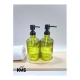Kmskumsar Bambu Standlı 2'Li Cam Sıvı Sabunluk 500 Ml (Luster Cam)