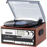 KN-110 Kumandalı Pikap Bluetoothlu Lp Çalar CD Çalar Kaset Çalar Am/fm Radyo Usb/sd Çalar - Ahşap
