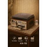 KN-110 Vintage Plak CD Kaset USB Bluetooth Tf Aux Özelikli Pikap - Kahverengi