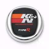 K&N Performance Type R 8X8 Cm 3D Metal Oto Amblem Krom Çerçeveli Universal Araç Logosu