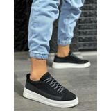 Knack 010 Siyah Süet Beyaz Taban Sneakers Erkek Ayakkabı