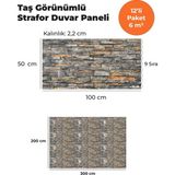 KnB Duvar Paneli ve Söve Oymataş Görünümlü Strafor Duvar Paneli (12'li Paket) - 50x100x2,2cm