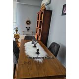 KNC EXCLUSİVE CLASSİC Beyaz Kürklü Peluş Masa Örtüsü Şık Dekoratif Lüks Elegant Modern Dekoratif Runner.