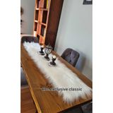 KNC EXCLUSİVE CLASSİC Runner Beyaz Kürklü Peluş Masa Örtüsü Şık Dekoratif Lüks Elegant Modern Dekoratif Runner