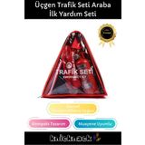 Knicknack TSE Belgeli Tüvtürk Uyumlu Üçgen Trafik Seti Bez Çantalı Karayollarına Uygun Araba İlk Yardım Üçgen