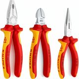 Knipex 3'lü Set 1000V Kombine Pense 180 mm 1000V Yan Keski 160 mm 1000V Kargaburun 160 mm