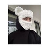KnitBee Balaclava, Kar Maskesi , Siyah Ayıcık Kulaklı Balaklava, Bere