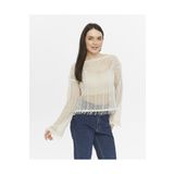 KNİTİCAL TEKSTİL knitical Bolero Watashi püsküllü Krem Crop Bluz Ajurlu Triko Örme