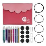 KnitPro değiştirilebilir yuvarlak örgü iğnesi uçları, delüks set, Zing, 3,50-8,00 mm