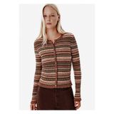 Knitss Ajur Örgü Kahverengi-Yeşil Renk Geçişli Hırka