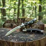 Knivox Akc İtalyan Black İtalyan Stiletto Curved Blade Pocket Knife