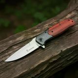 Knivox Browning Da353 Damalı Ahşap Kabze Auto Kamp Çakısı