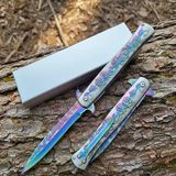 Knivox Browning Gökkuşağı Gül Desenli Kamp Çakısı Vitrin
