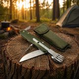 Knivox Çok Fonksiyonlu Paslanmaz Çelik Kamp Çakısı - Çatal Kaşık Açacaklı Outdoor Set