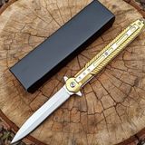 Knivox M390 Gold Auto Metal Beyfendi Kamp Çakısı
