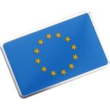 Knmaster Avrupa Birliği Bayrağı Tasarımlı Alüminyum Sticker Etiket - Mavi - Tek Ebat