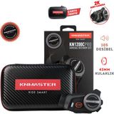 Knmaster KN1200C PRO Kameralı Motosiklet Bluetooth Intercom Kulaklık Seti - Gri - Siyah