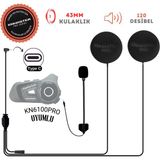 Knmaster KN6100 Pro Açık Kask Kulaklık Mikrofon Seti Gürültü Önleyici 43mm Hoparlör ile