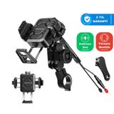 Knmaster Tt-890lwc Kablosuz Şarjlı Tüm Motosikletlere Uyumlu Titreşim Modüllü Telefon Tutucu 1
