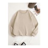 Know Kadın 3 Iplik Bej Düz Bisiklet Yaka Sweatshirt