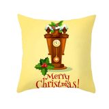 KnSam 40 x 40 cm Noel yastık kılıfı, Merry Christmas saat yastık kılıfları, polyester, rahat, kare yastık kılıfı, oturma odası, yatak odası, ofis, kanepe dekorasyonu için, kahverengi sarı