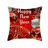 KnSam 45 x 45 cm yastık kılıfı, Noel, küre kar tanesi saat desenli yastık kılıfları, polyester, yumuşak, kare yastık kılıfı, kanepe, yatak odası, ofis, araba için, kırmızı altın, gümüş