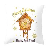 KnSam 50 x 50 cm yastık kılıfı, Noel, Merry Christmas Happy New Year saat, dekoratif yastık kılıfları, polyester, kare yastık kılıfı, oturma odası, yatak odası, ofis, kanepe için, beyaz altın