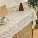 KnSam Bej Beyaz Masa Örtüsü Köşeli, Masa Örtüleri Polyester, 140x240cm | Masa örtüsü, doğum günü, dalgalı şeritler, yemek masası, kutlama, düğün ve dekorasyon için uygundur