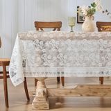 KnSam Bej Beyaz Masa Örtüsü Köşeli, Masa Örtüleri Polyester, 150x305cm | Masa örtüsü, dış mekan, dantel, nakış, masa dekorasyonu