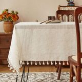 KnSam Bej masa örtüsü, köşeli, çizgili masa örtüsü, polyester, 100 x 140 cm | Masa örtüsü, doğum günü, leke koruması, masa dekorasyonu