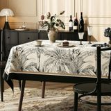 KnSam Bej Siyah Masa Örtüsü Masa Folyosu Köşeli, Bitki, PVC, 80 x 120 cm | Masa örtüsü masa örtüsü modern baskılı su geçirmez, leke tutmaz, yıkanabilir, lotus efekti