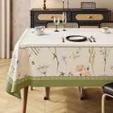 KnSam Bej Yeşil Masa Örtüsü Masa Folyosu Köşeli, Çiçekler, PVC, 90x150cm | Masa örtüsü, bahçe masası, yapraklar, uğur böceği, su geçirmez, leke tutmaz, yıkanabilir, lotus efekti