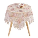 KnSam Beyaz gül masa örtüsü yuvarlak, çiçekli masa örtüsü polyester, 180 cm | Masa örtüsü, bahçe, dantel nakış, yapraklar, leke koruması, masa dekorasyonu