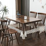KnSam Beyaz Kahve Masa Örtüsü Masa Folyosu Köşeli, Masa Örtüleri PVC, 180 x | Masa örtüsü Boho şeffaf dantel çiçekler yapraklar su geçirmez, leke tutmaz, yıkanabilir, lotus efekti