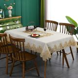KnSam Kahve masa örtüsü, köşeli, çiçekli masa örtüsü, polyester, 180 x 300 | Masa örtüsü doğum günü dantel nakış yemek masası, kutlama, düğün ve dekorasyon için uygundur