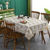 KnSam Kahve masa örtüsü, köşeli, çiçekli masa örtüsü, polyester, 80 x 240 | Masa örtüsü, dış mekan, dantel, nakış, çift katmanlı, yapraklar, masa dekorasyonu