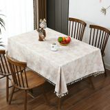 KnSam Kahve masa örtüsü, köşeli, yaprak masa örtüsü, polyester, 140 x 220 | Masa örtüsü, doğum günü püskülleri, leke koruması, masa dekorasyonu