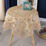 KnSam Kahve masa örtüsü, yuvarlak, dantel çiçekli masa örtüsü, polyester | Masa örtüsü, bahçe, oturma odası masası, masa dekorasyonu