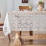 KnSam Köşeli masa örtüsü, beyaz, dantel çiçekli masa örtüsü, polyester, 140 | Masa örtüsü, doğum günü, masa koruyucu, masa dekorasyonu