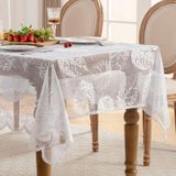 KnSam Köşeli masa örtüsü, beyaz, dantel masa örtüsü, polyester, 150 x 305 | Masa örtüsü, bahçe partisi yaprakları, yemek masası, kutlama, düğün ve dekorasyon için uygundur