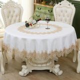 KnSam Köşeli masa örtüsü beyaz kahve, masa örtüsü polyester, 130 x 130 cm | Masa Örtüleri Dış Mekan Jakarlı Dantel Çiçekli Masa Dekorasyonu