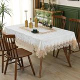 KnSam Köşeli masa örtüsü beyaz kahve, masa örtüsü polyester, 75 x 230 cm | Masa örtüsü yuvarlak dış mekan için dantel çiçekler masa örtüsü masa dekorasyonu